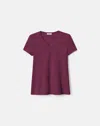 Lafayette 148 Plus Size Cotton Jersey Short Sleeve V Neck T Shirt In Violet Ash