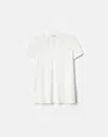 Lafayette 148 Plus Size Cotton Jersey Short Sleeve V Neck T Shirt In White