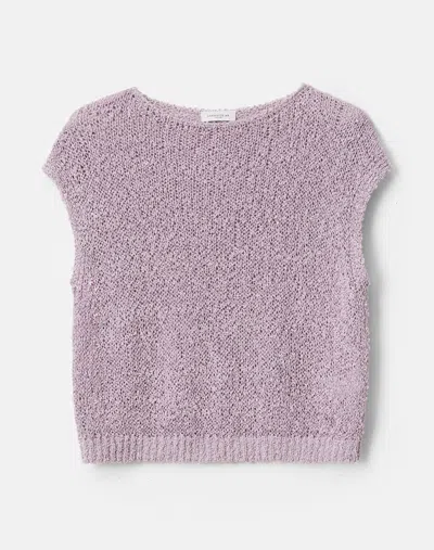 Lafayette 148 Plus Size Cotton Silk Open Knit Pullover Tank In Lavender Tint