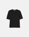 Lafayette 148 Plus Size Cotton Silk Short Sleeve Pullover Sweater In Black