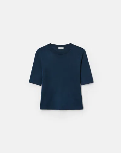 Lafayette 148 Plus Size Cotton Silk Short Sleeve Pullover Sweater In Lido Blue