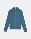 Lafayette 148 Plus-size Cotton-silk Tape Knit Bomber In Blue