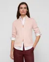 Lafayette 148 Plus Size Cotton Silk Zip Front Cardigan In Rosewater