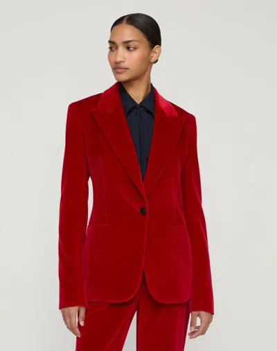Lafayette 148 Plus Size Cotton Velvet Tailored Blazer In Red