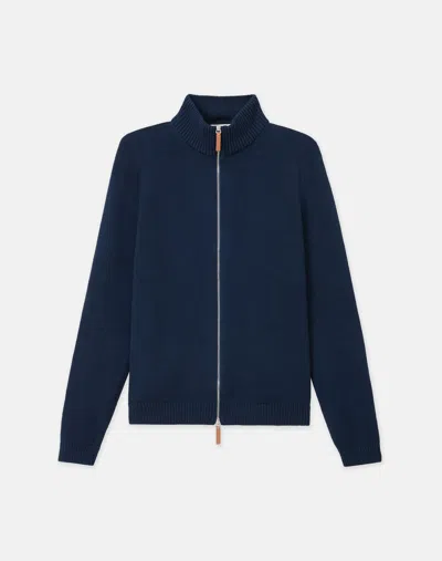 Lafayette 148 Plus-size Cottonsilk Tape Knit Bomber In Midnight Blue