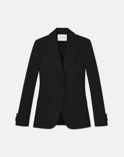 Lafayette 148 Plus Size Crepe Fitted Single Button Blazer In Black