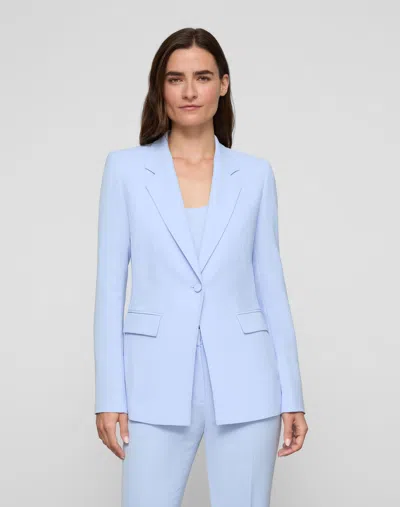 Lafayette 148 Plus Size Crepe Single Button Blazer In Skyline Blue