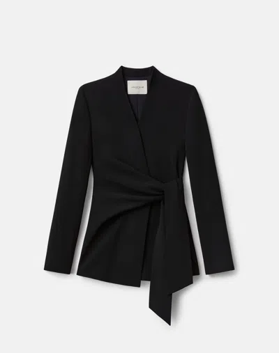 Lafayette 148 Plus Size Crepe V-neck Wrap Blazer In Black