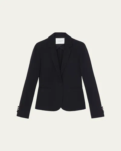 Lafayette 148 Plus-size Finesse Crepe Single Button Blazer In Black