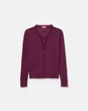 Lafayette 148 Plus-size Fine Gauge Cashmere & Silk Chiffon Trim Cardigan In Violet Ash