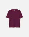 Lafayette 148 Elbow Sleeve Crewneck Sweater In Violet Ash