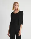 Lafayette 148 Plus-size Finespun Voile Open-front Cropped Cardigan In Black