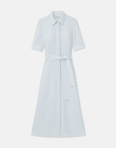 Lafayette 148 Plus-size Finesse Crepe Belted Shirtdress In Blue
