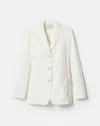 Lafayette 148 Plus-size Gesture Cotton Jacquard Patch Pocket Blazer In White