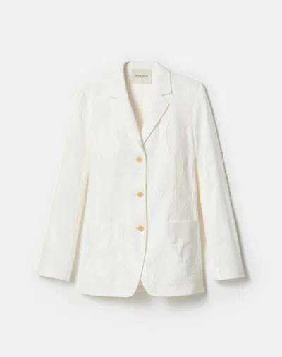Lafayette 148 Plus-size Gesture Cotton Jacquard Patch Pocket Blazer In White