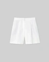 Lafayette 148 Plus-size Linen Jefferson Pleated Short In White