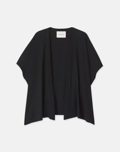 Lafayette 148 Plus-size Matte Jersey Short Sleeve Oversized Cardigan In Black
