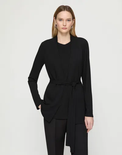 Lafayette 148 Plus-size Matte Jersey V-neck Belted Jacket In Black