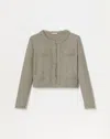 Lafayette 148 Plus-size Mercerized Cotton Texture Stitch Cropped Jacket In Pencil Grey