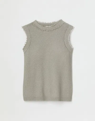 Lafayette 148 Plus-size Mercerized Cotton Textured Stitch Sleeveless Sweater In Pencil Grey