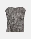 Lafayette 148 Cap Sleeve Blouse In Pewter Metallic In Pewter Metallic