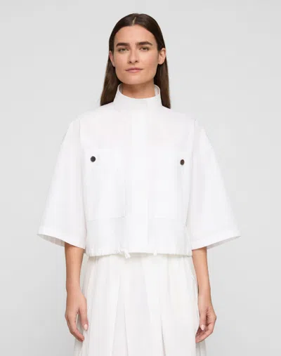 Lafayette 148 Plus Size Organic Cotton Oversized Shirt Jacket In White