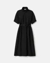 Lafayette 148 Plus Size Organic Cotton Poplin Belted Shirt Dress In Black