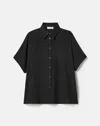 Lafayette 148 Plus-size Organic Silk Georgette Dolman Oversized Blouse In Black