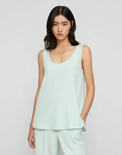 Lafayette 148 Plus Size Organic Silk Sleeveless Tank Blouse In Blue