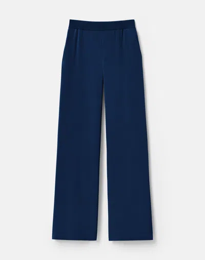 Lafayette 148 Plus-size Organic Silk Stretch Georgette Knit Waist Riverside Pant In Lido Blue