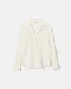 Lafayette 148 Plus Size Organic Stretch Silk Long Sleeve Blouse In Cloud