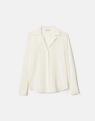 Lafayette 148 Plus Size Organic Stretch Silk Long Sleeve Blouse In Cloud