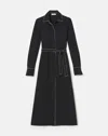 Lafayette 148 Plus-size Responsible Finesse Crepe Piped Belted Shirtdress In Black