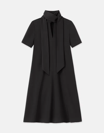 Lafayette 148 Plus-size Responsible Finesse Crepe Scarf Collar Shift Dress In Black