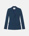 Lafayette 148 Plus-size Responsible Finesse Crepe Three Button Blazer In Lido Blue