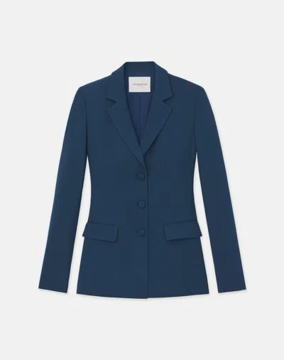 Lafayette 148 Plus-size Responsible Finesse Crepe Three Button Blazer In Midnight Blue