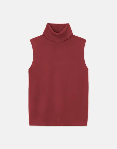 Lafayette 148 Plus-size Responsible Matte Crepe Sleeveless Turtleneck In Scarlet