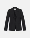 Lafayette 148 Plus-size Responsible Stretch Wool Single Button Blazer In Black