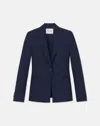 Lafayette 148 Plus-size Responsible Stretch Wool Single Button Blazer In Blue