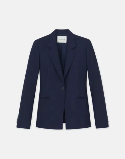 Lafayette 148 Plus-size Responsible Stretch Wool Single Button Blazer In Blue