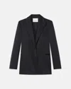Lafayette 148 Plus-size Responsible Stretch Wool Single Button Blazer In Black
