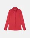 Lafayette 148 Plus-size Silk Charmeuse French Cuff Blouse In Red