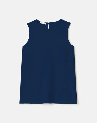 Lafayette 148 Plus-size Silk Crepe De Chine Sleeveless Blouse In Lido Blue