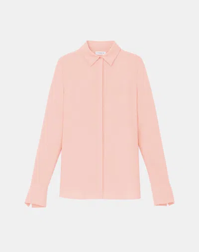 Lafayette 148 Plus-size Silk Georgette Button Blouse In Pink Dusk