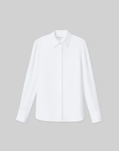 Lafayette 148 Plus Size Silk Georgette Button Front Blouse In Cloud