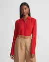 Lafayette 148 Plus Size Silk Georgette Button Front Blouse In Spark