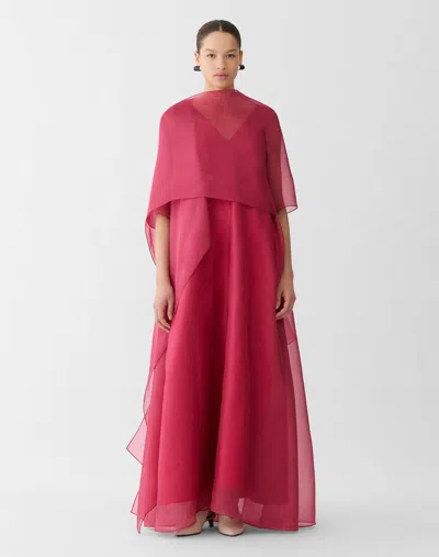 Lafayette 148 Plus Size Silk Organza Bolero Wrap Blouse In Scarlet Hollyhock