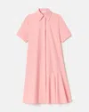 Lafayette 148 Plus-size Slub Cotton Flounced Hem Shirtdress In Pastel Pink Melange