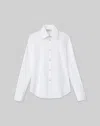 Lafayette 148 Plus-size Stretch Cotton Snap Front Slim Shirt In White