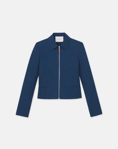 Lafayette 148 Plus-size Techno Stretch Twill Zip Tailored Jacket In Lido Blue